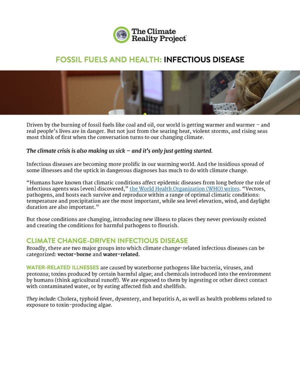 Fossil Fuels and Health: Infectious Disease - Page 1